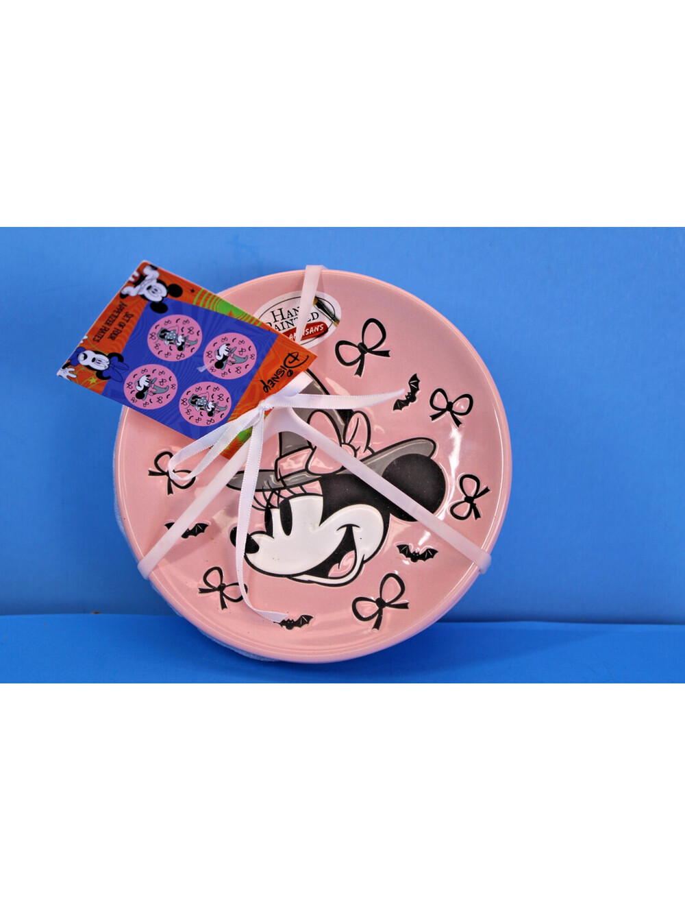 Disney's Halloween Minnie Mouse Pink Witch Ceramic 6" Appetizer Plates NWT